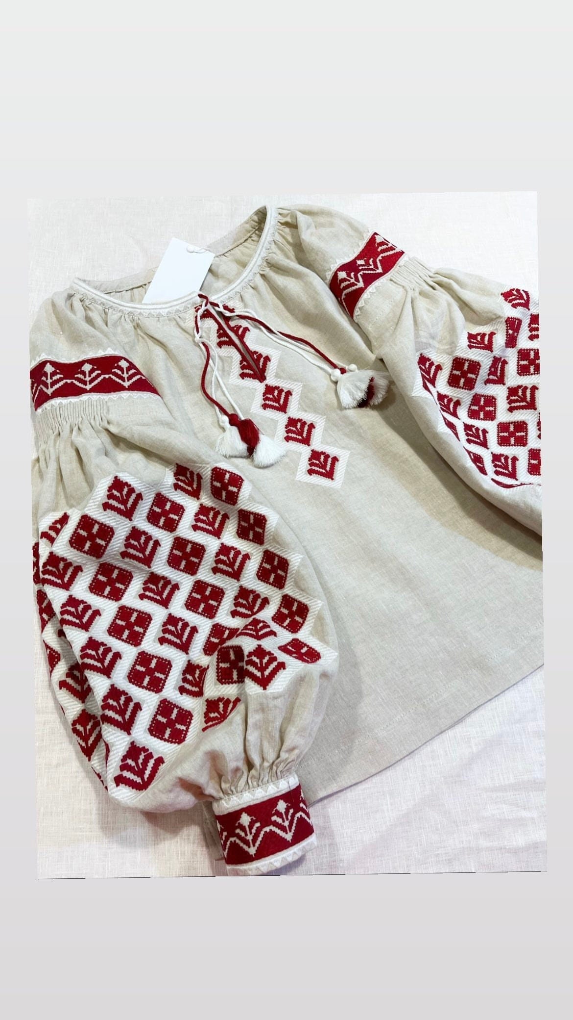 Natural Linen Ukrainian Vyshyvanka women's blouse - Bohemian Embroidered Shirt