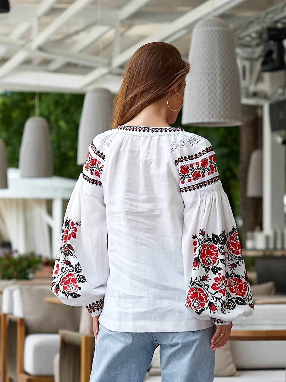 White Ukrainian Vyshyvanka Blouse - Bohemian Embroidered Ethnic Shirt