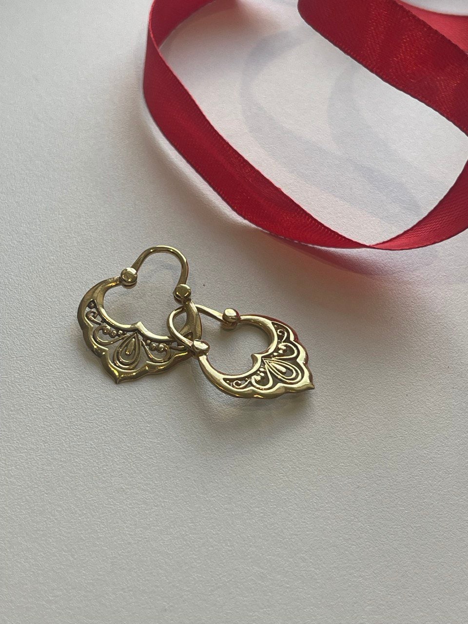 Ukrainian Antique Silver Gilt Earrings - Ethnic Jewelry