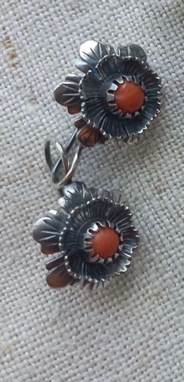 Ukrainian Traditional Silver Earrings - Ethnic Antique Jewelry for Mother's Day