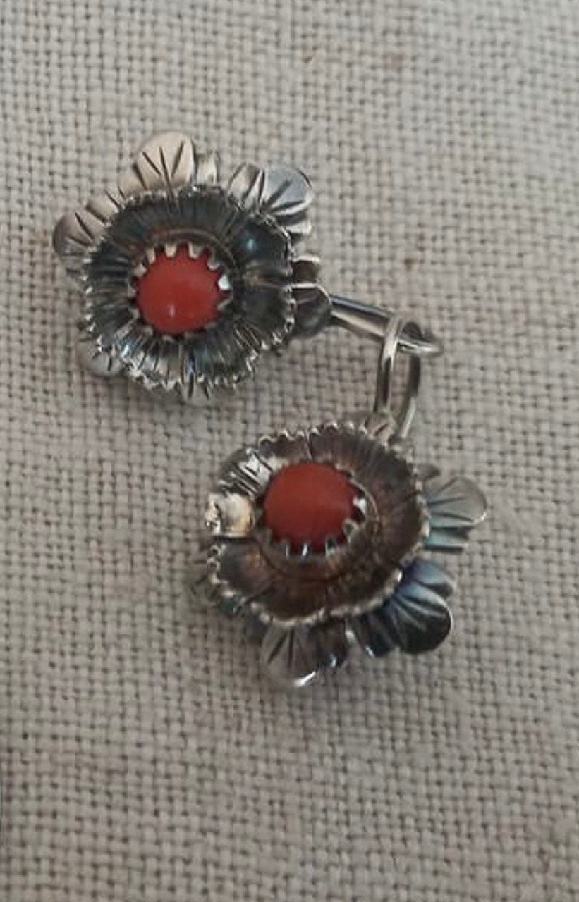 Ukrainian Traditional Silver Earrings - Ethnic Antique Jewelry for Mother's Day
