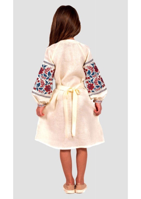 Ukrainian Vyshyvanka Linen Dress for Girls - Embroidered Style
