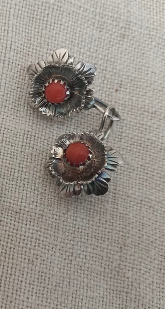 Ukrainian Traditional Silver Earrings - Ethnic Antique Jewelry for Mother's Day