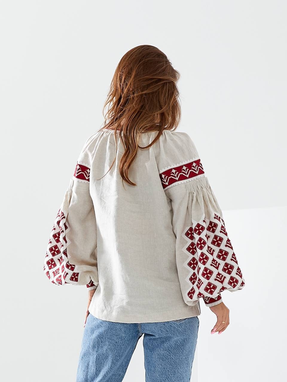 Natural Linen Ukrainian Vyshyvanka Blouse | Bohemian Ethnic Shirt | Boho Chic Peasant Top