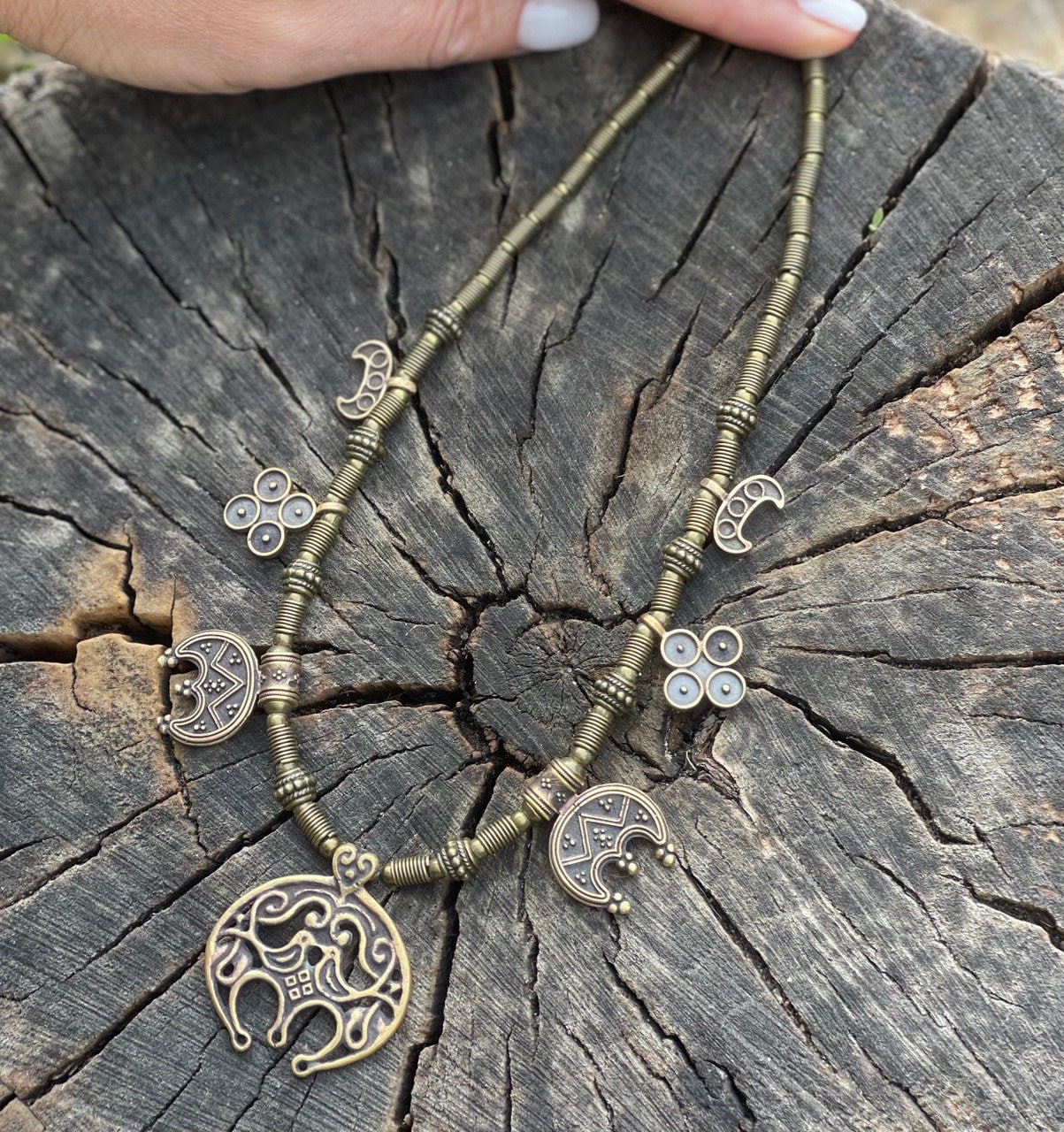 Birds necklace lunnitsy Zgards Ukrainian Necklace - Ethnic Brass Jewelry