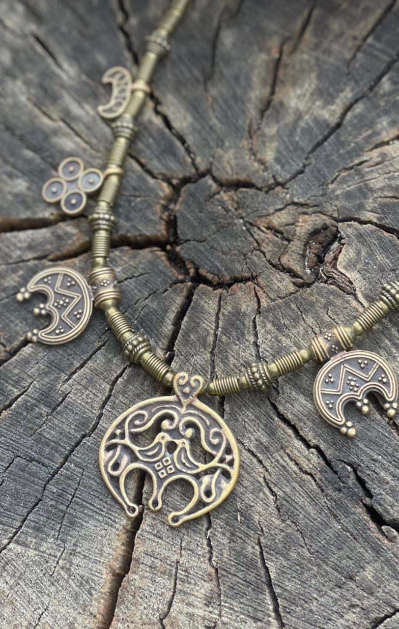 Birds necklace lunnitsy Zgards Ukrainian Necklace - Ethnic Brass Jewelry