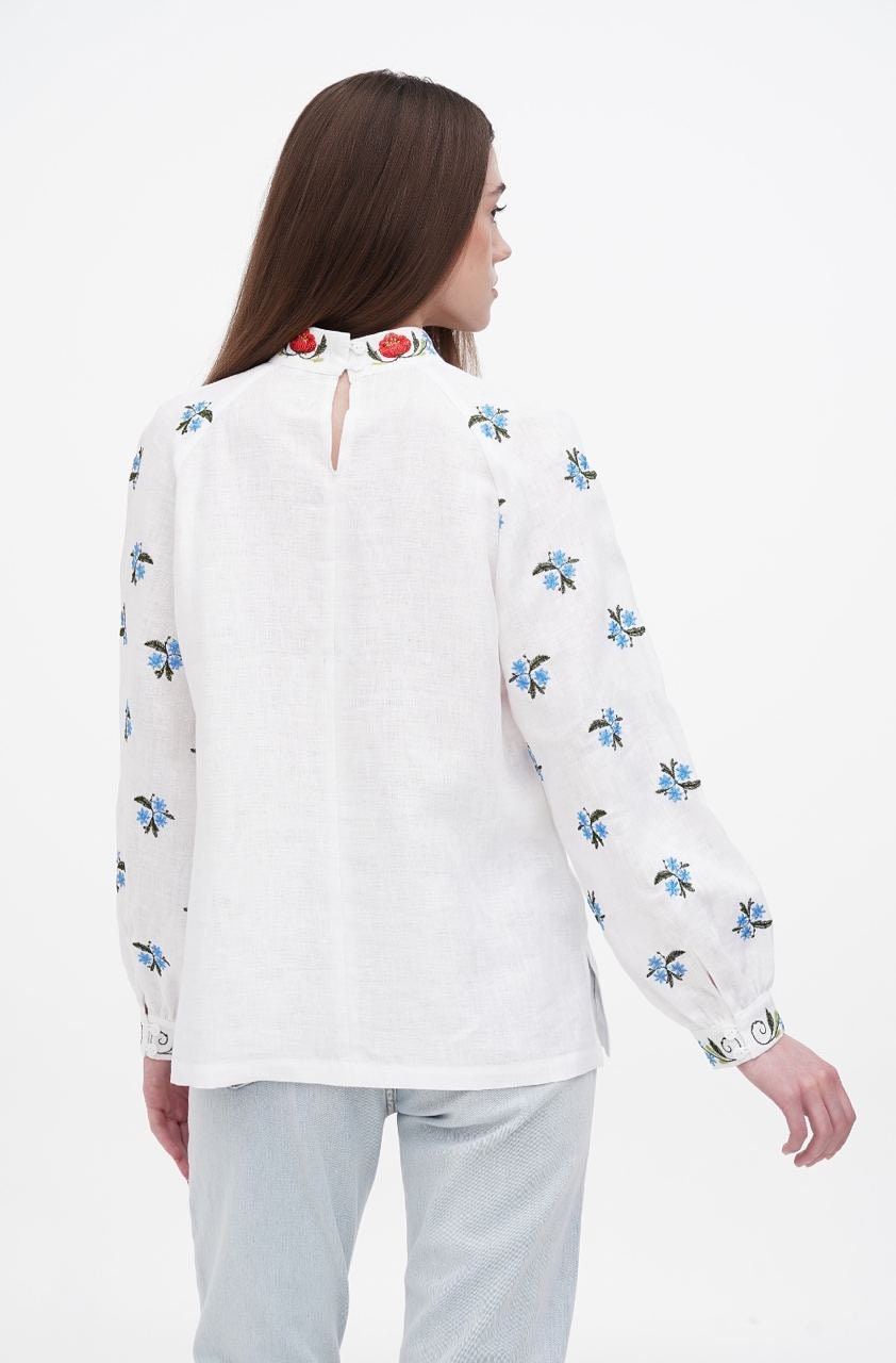 2024 White Ukrainian Vyshyvanka Blouse - Embroidered Bohemian Ethnic Shirt