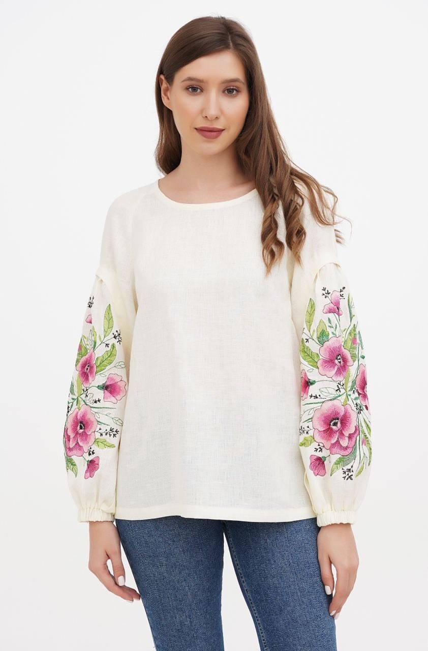 2025 Linen Ukrainian Vyshyvanka Blouse - Bohemian Embroidered Shirt