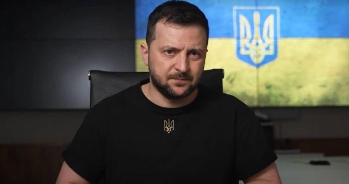 Zelensky Ukrainian Golden Coat of Arms Khaki T-shirt for Men