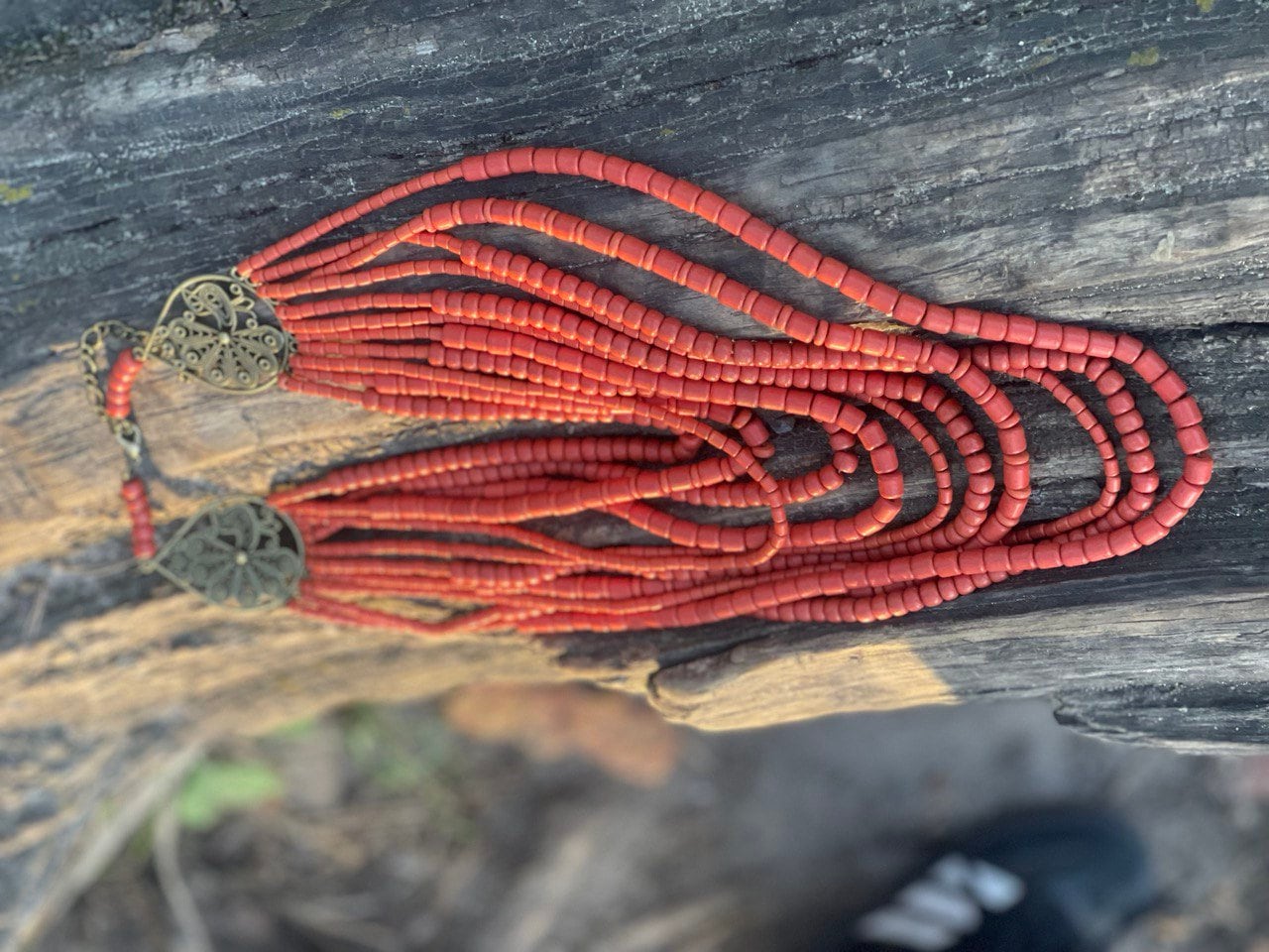 Red Ukrainian Ceramic Beaded Necklaces - Handmade Scythian-Inspired Accessories