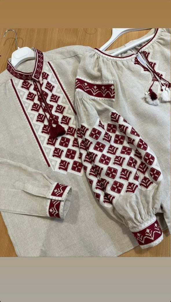 Natural Linen Ukrainian Vyshyvanka women's blouse - Bohemian Embroidered Shirt