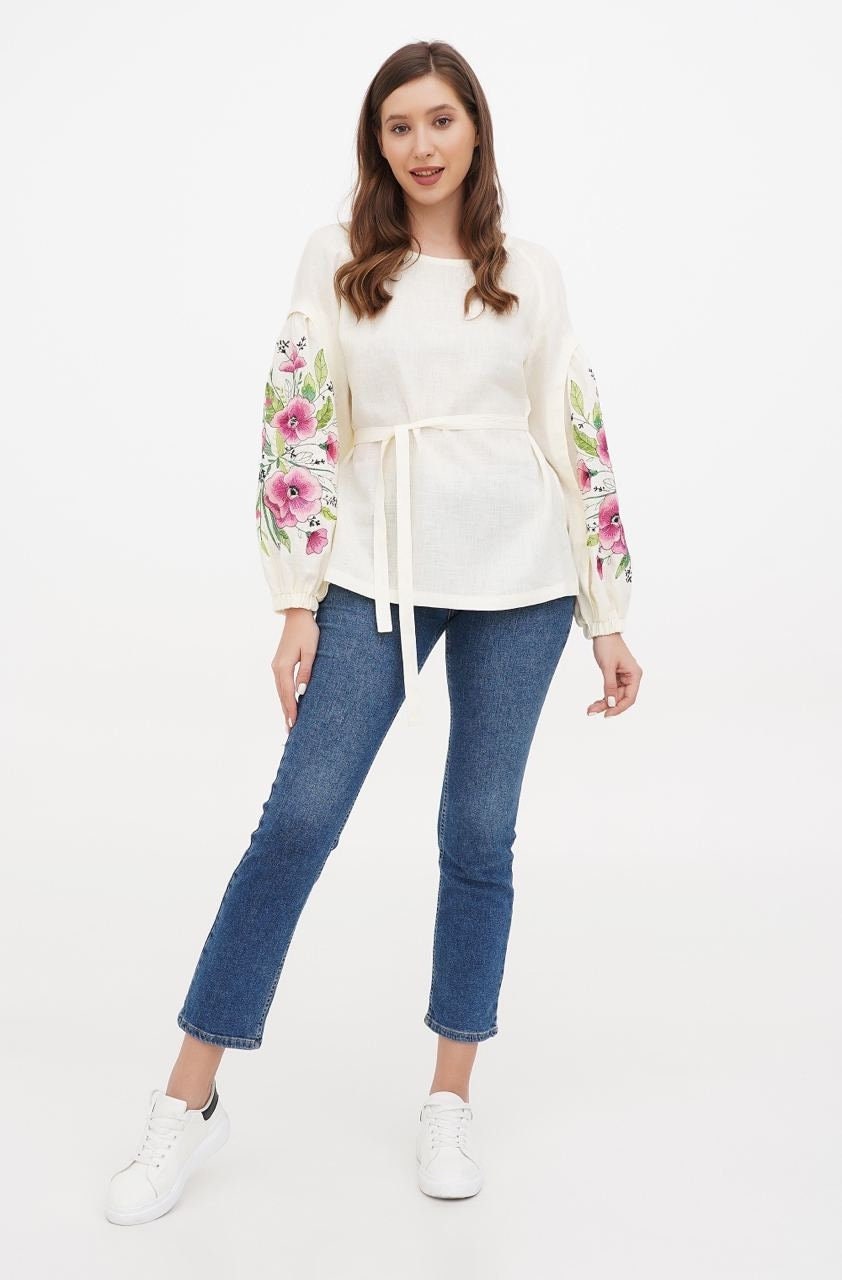 2025 Linen Ukrainian Vyshyvanka Blouse - Bohemian Embroidered Shirt