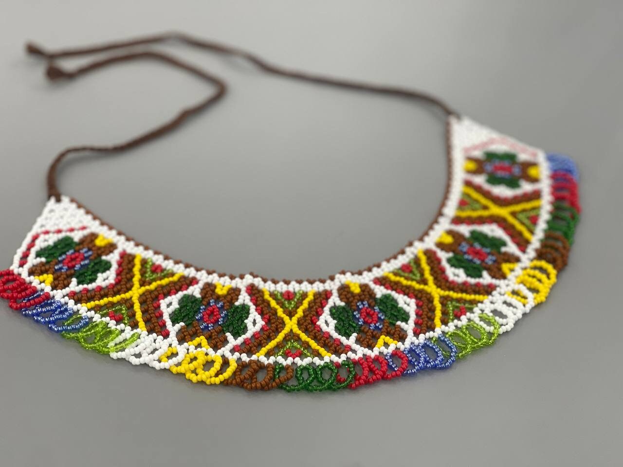 Ukrainian SYLYANKA Beaded Collar Necklace - Handmade Czech Vyshyvanka Design
