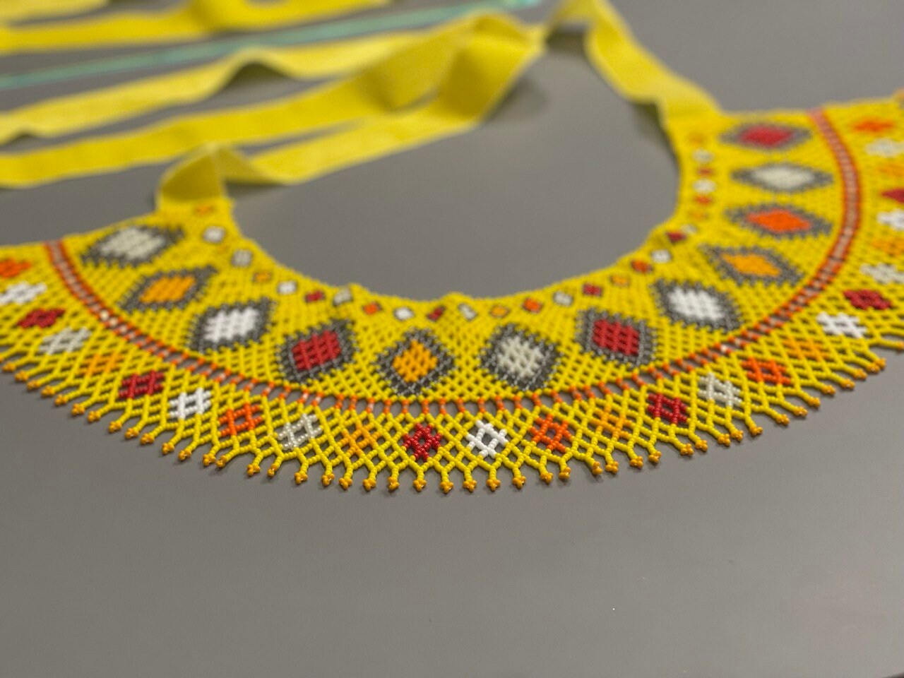 Ukrainian SYLYANKA Beaded Collar Necklace - Handmade Czech Vyshyvanka Design