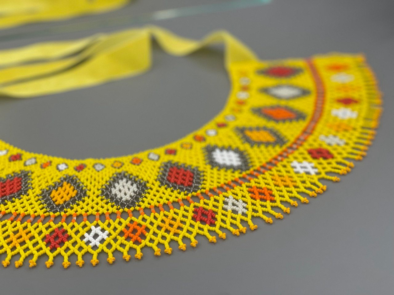 Ukrainian SYLYANKA Beaded Collar Necklace - Handmade Czech Vyshyvanka Design