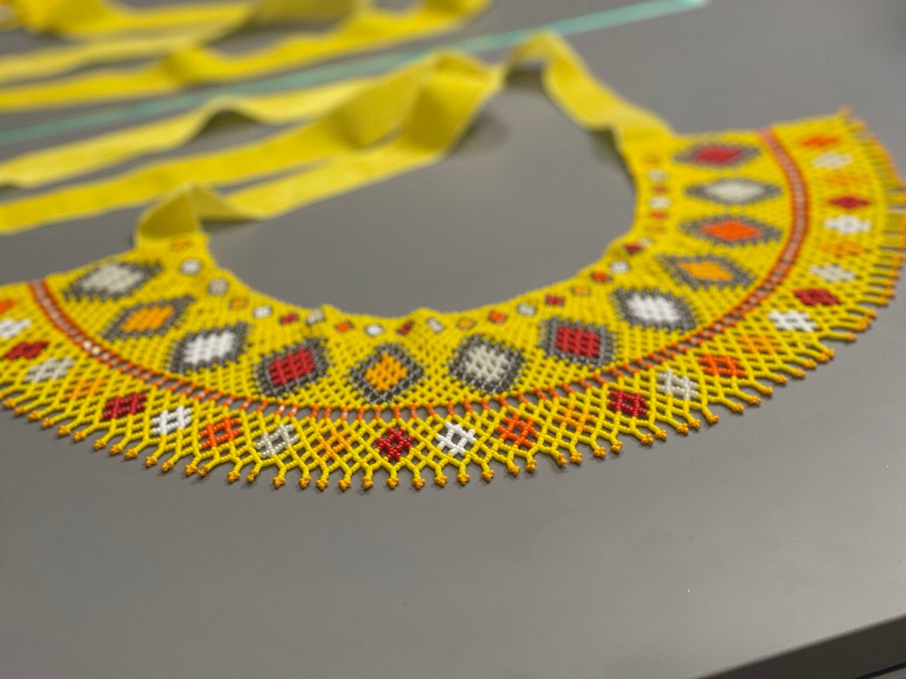 Ukrainian SYLYANKA Beaded Collar Necklace - Handmade Czech Vyshyvanka Design