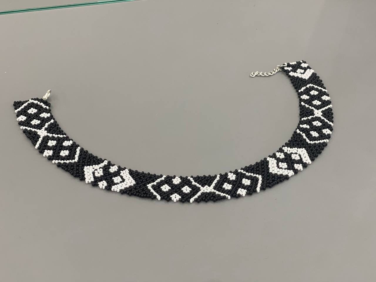 Beaded Ukrainian Choker Gerda Stripe Lesya Ukrainka - Handmade Czech Jewelry