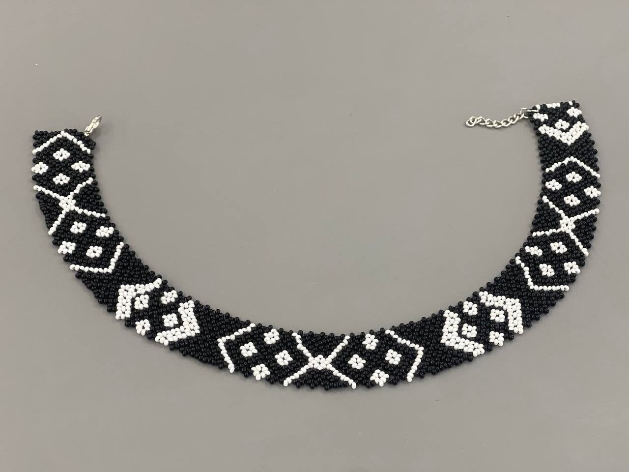 Beaded Ukrainian Choker Gerda Stripe Lesya Ukrainka - Handmade Czech Jewelry