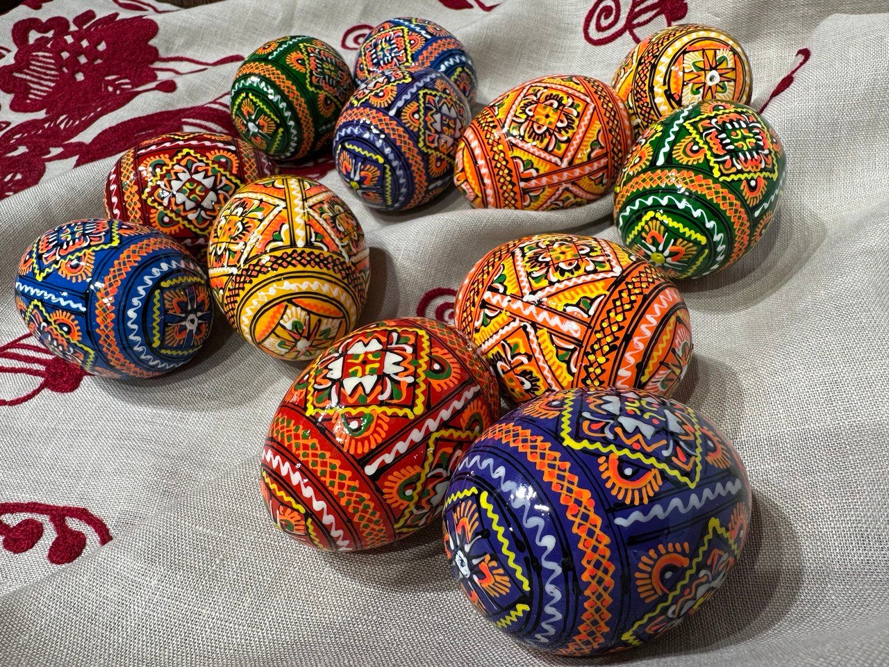 50 Hand-Painted Ukrainian Pysanky Wooden Easter Eggs – Traditional Ornament Souvenir