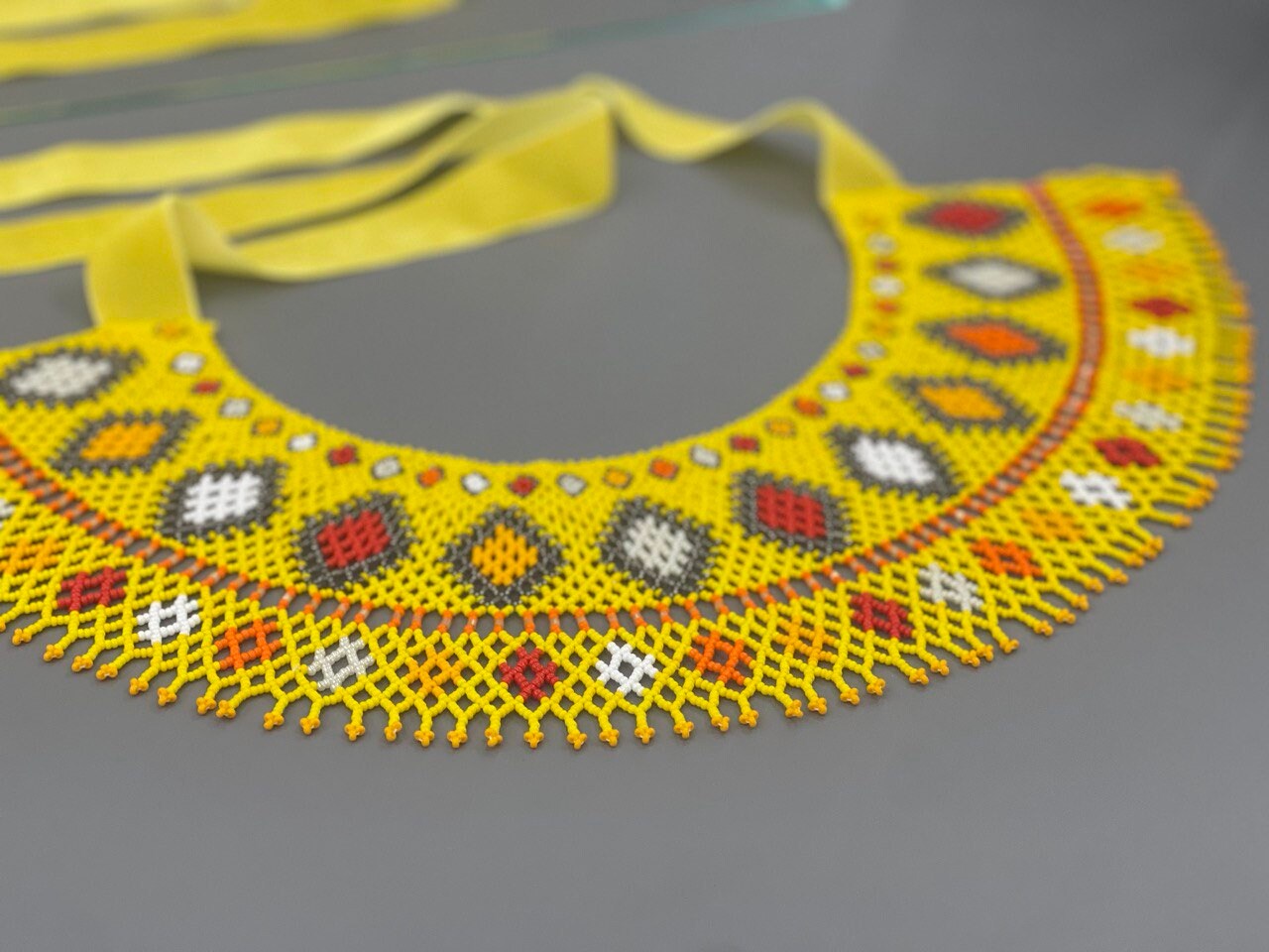 Ukrainian SYLYANKA Beaded Collar Necklace - Handmade Czech Vyshyvanka Design