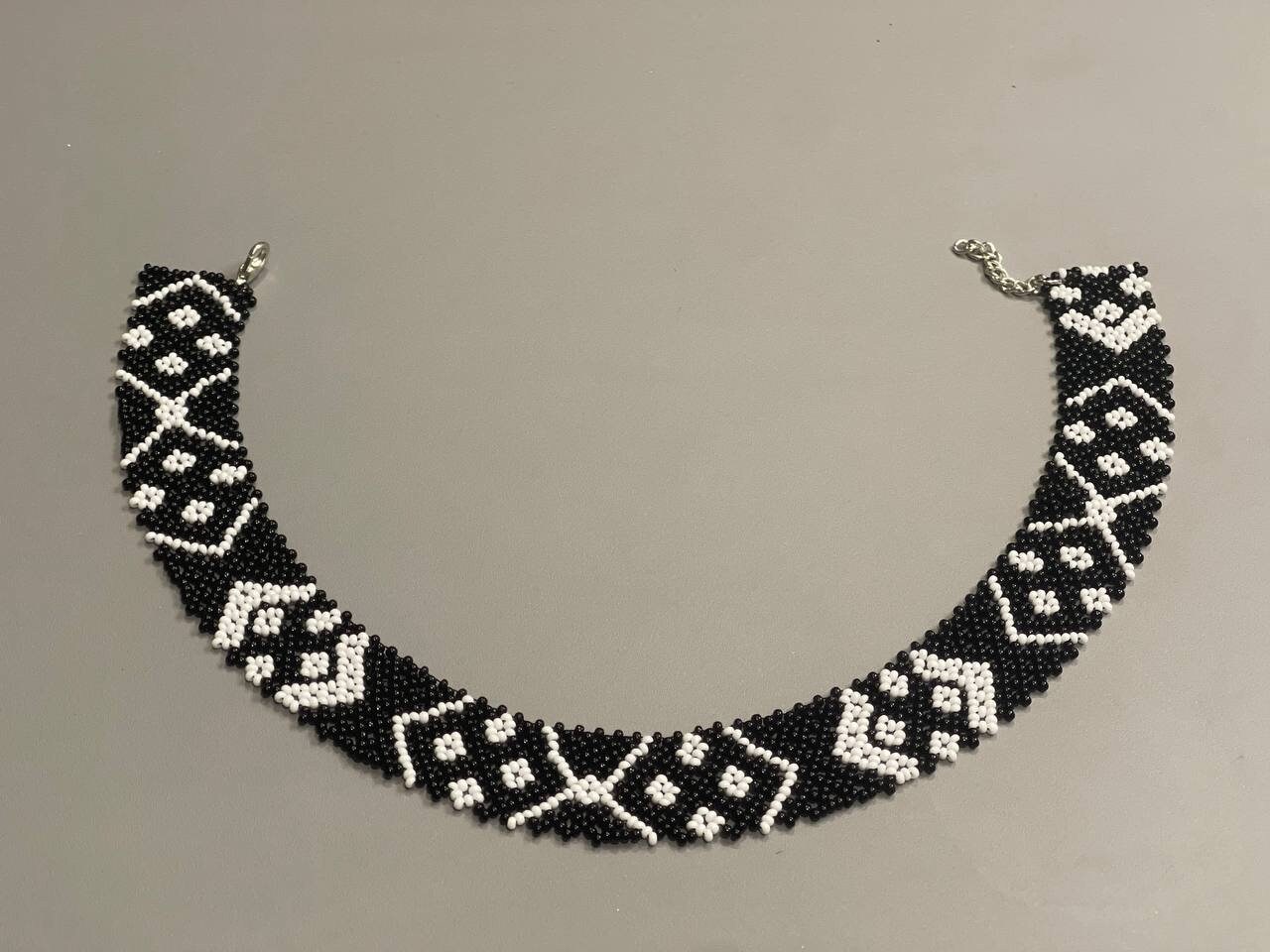 Beaded Ukrainian Choker Gerda Stripe Lesya Ukrainka - Handmade Czech Jewelry