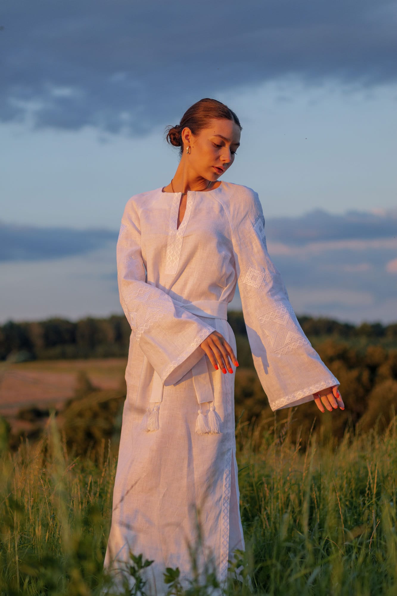 White Embroidered Ukrainian Vyshyvanka Dress - Boho Wedding Dress