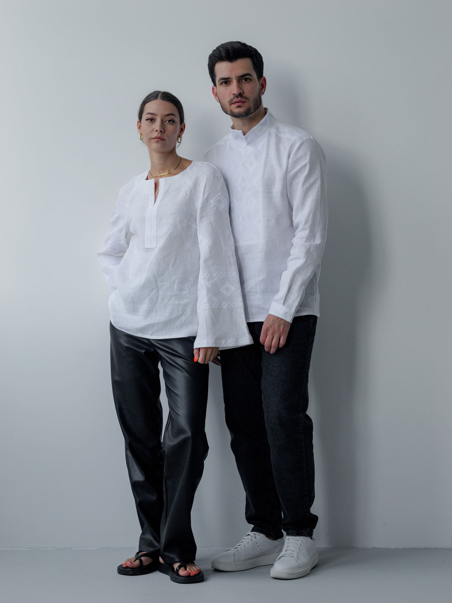 Mother's Day 2024 White Ukrainian Vyshyvanka Blouse with Embroidery - Bohemian Peasant Shirt