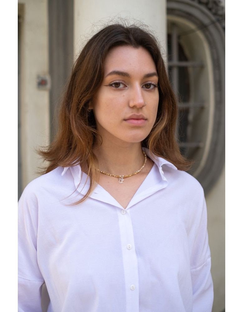 Ukrainian Mother-of-Pearl & Silver Angel Necklace - Handmade Ethnic Jewelry