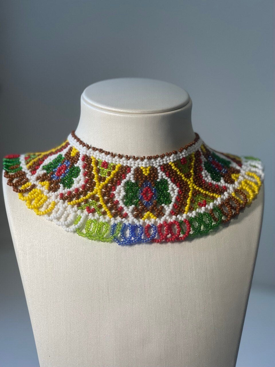 Ukrainian SYLYANKA Beaded Collar Necklace - Handmade Czech Vyshyvanka Design