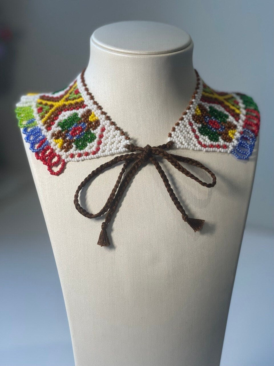Ukrainian SYLYANKA Beaded Collar Necklace - Handmade Czech Vyshyvanka Design