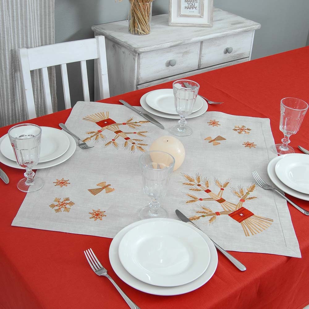 Didukh Ukrainian Embroidered Tablecloth 64x64CM with Table Runners