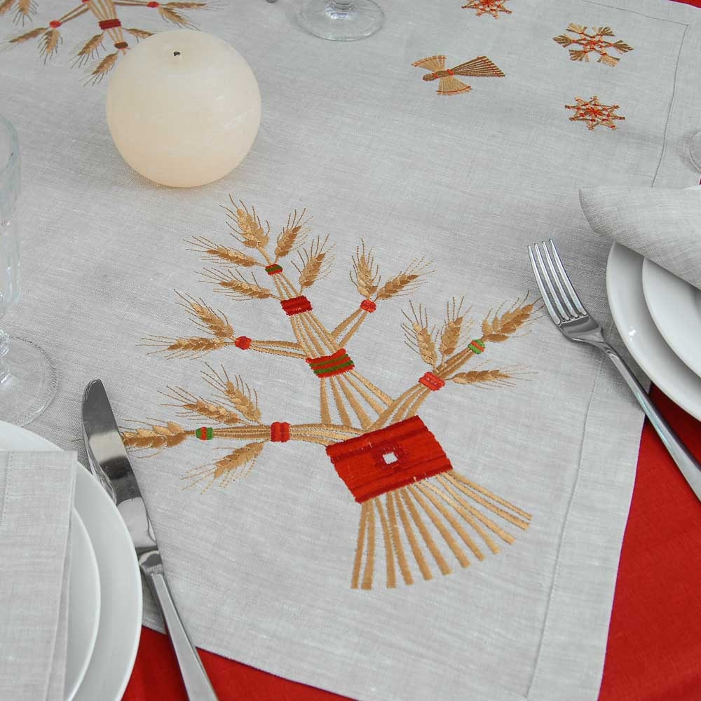 Didukh Ukrainian Embroidered Tablecloth 64x64CM with Table Runners