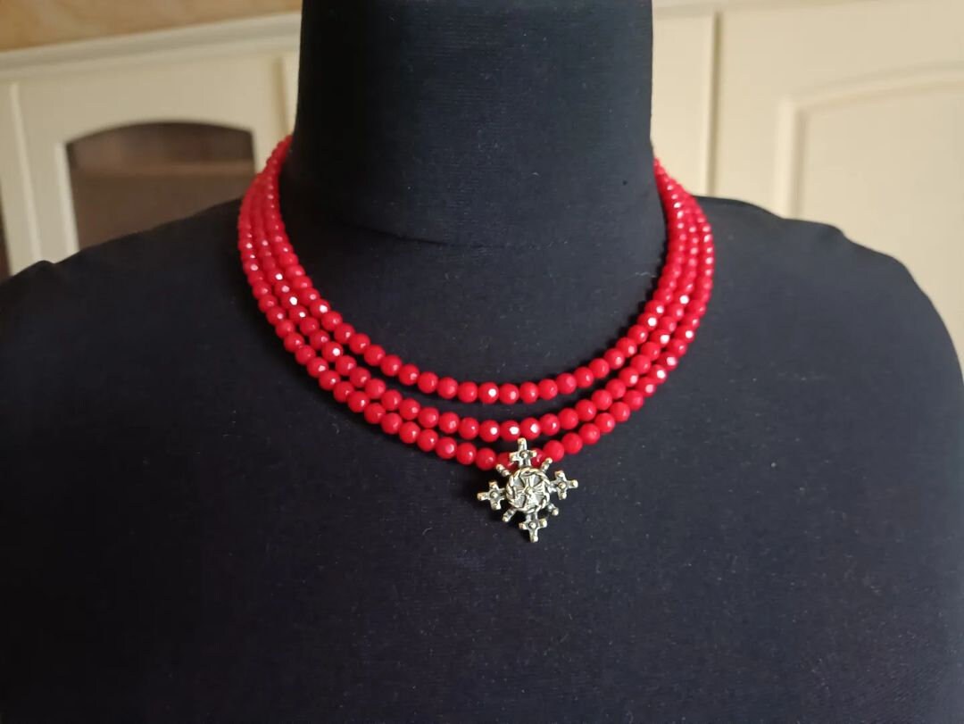 Handmade Red Coral Necklace - Traditional Ukrainian Long Jewelry for Women