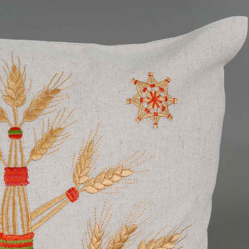 Ukrainian Embroidered Decorative Pillowcases 40x40 CM in Gray Linen-Cotton for Easter & New Year