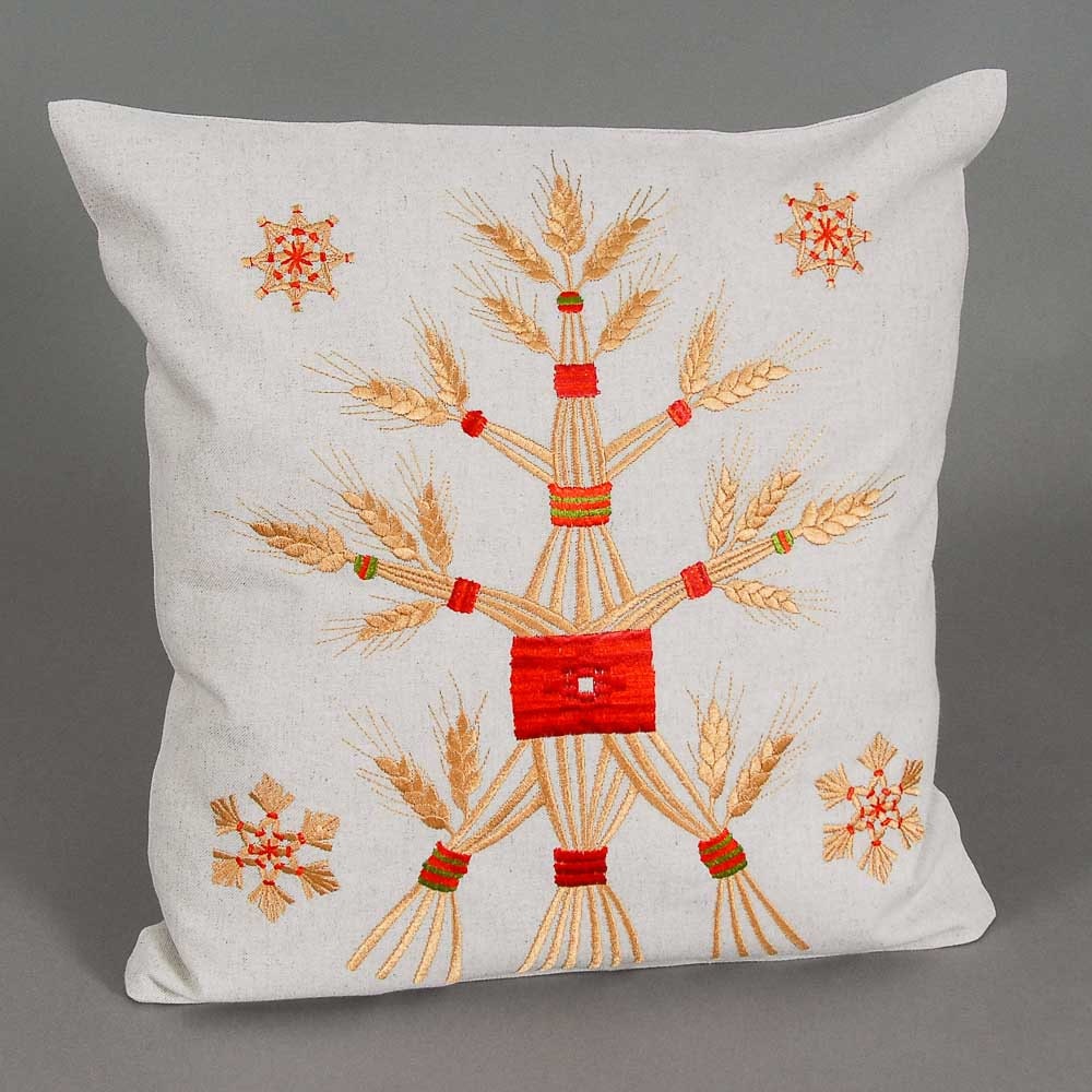 Ukrainian Embroidered Decorative Pillowcases 40x40 CM in Gray Linen-Cotton for Easter & New Year