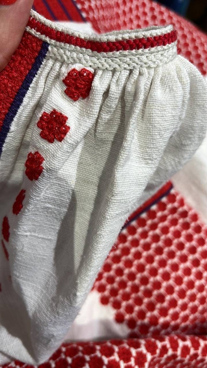 Handmade Ukrainian Vyshyvanka Blouse - Vintage Hemp Canvas Women's Top for Christmas & Easter