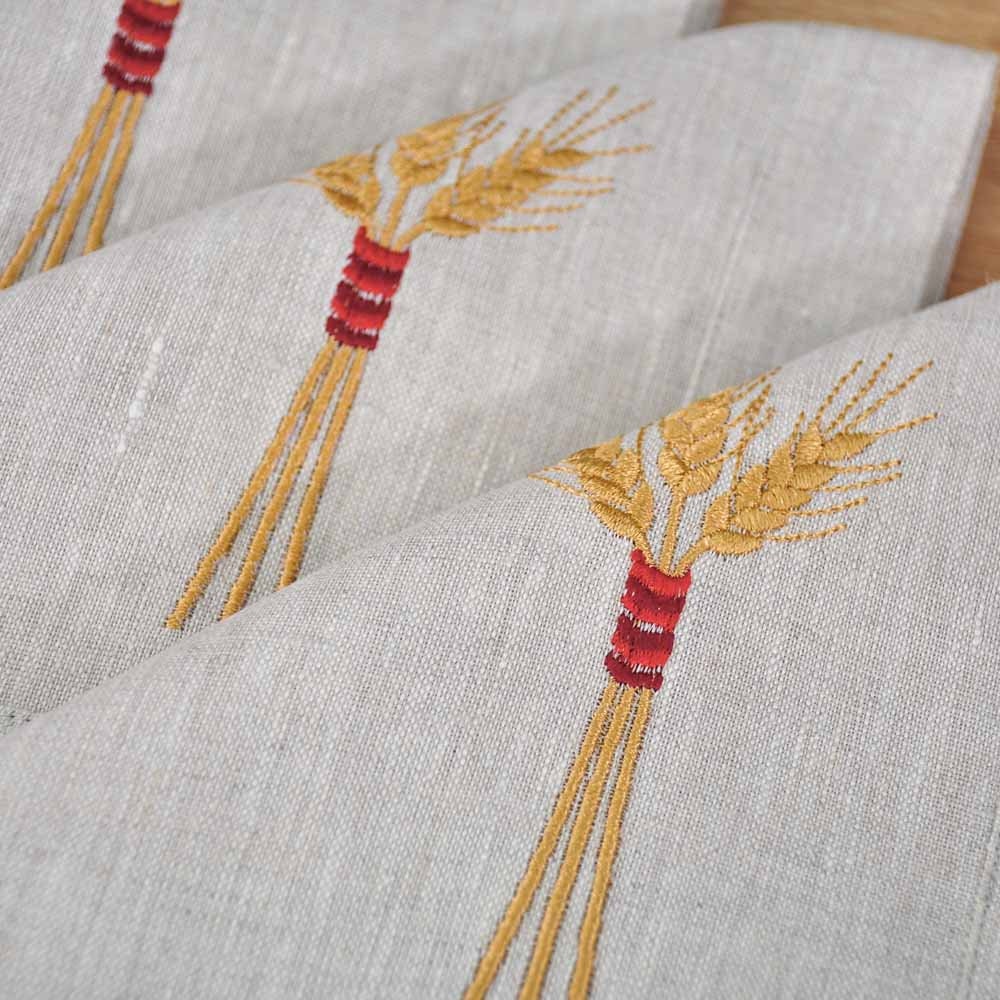 Embroidered Ukrainian Linen Napkin Set (4 Pieces, 40x40 cm)