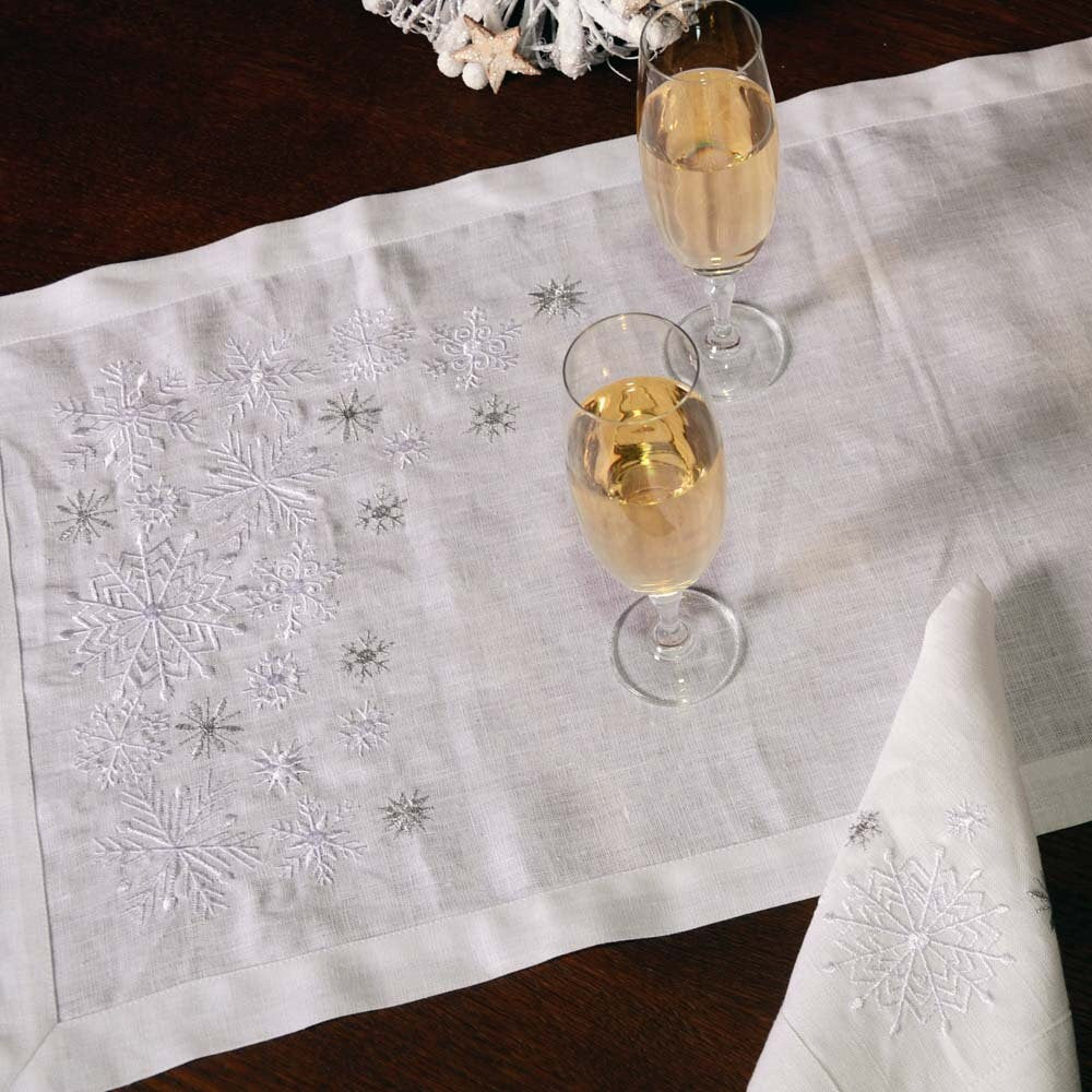 Mothers Day White Snowflake Tabletop 136x40cm Embroidered Ukrainian Tablecloth and Runner