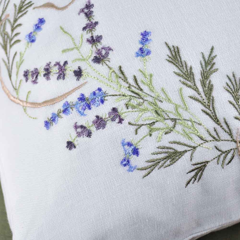 Embroidered Ukrainian Floral Pillowcases 40x40 cm - White Linen with Lavender Design