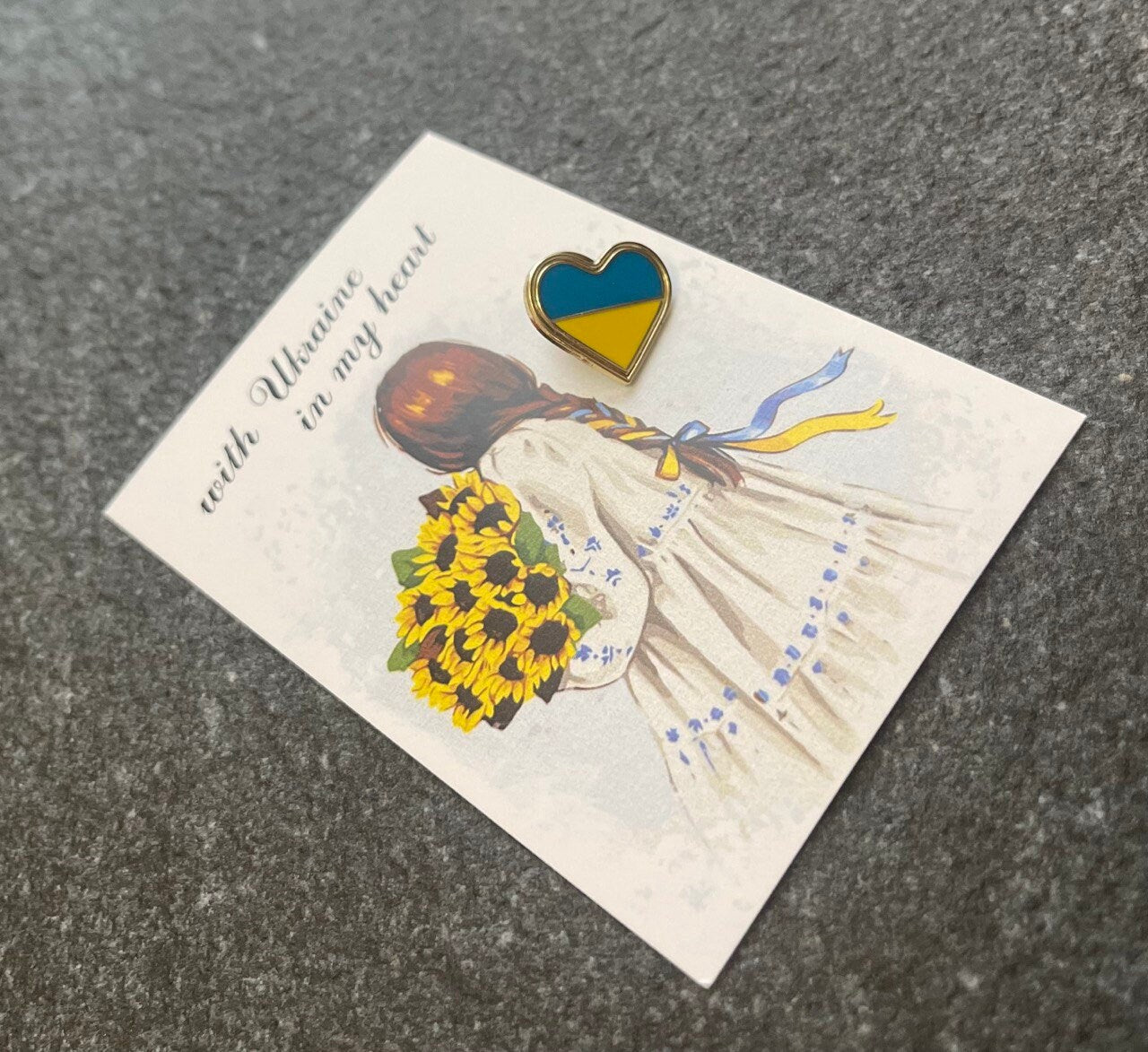 Ukrainian Heart Badge - Handmade in Ukrainian Flag Colors