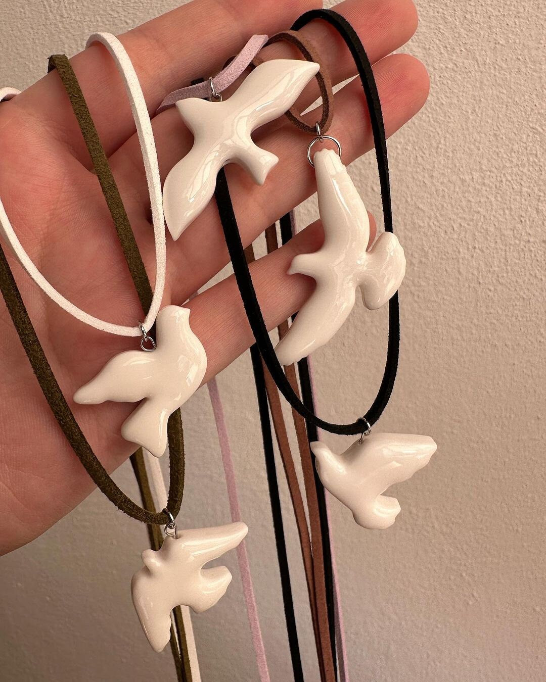 Handmade Bird Necklace | Ukrainian Artisan Jewelry with Clay Bird