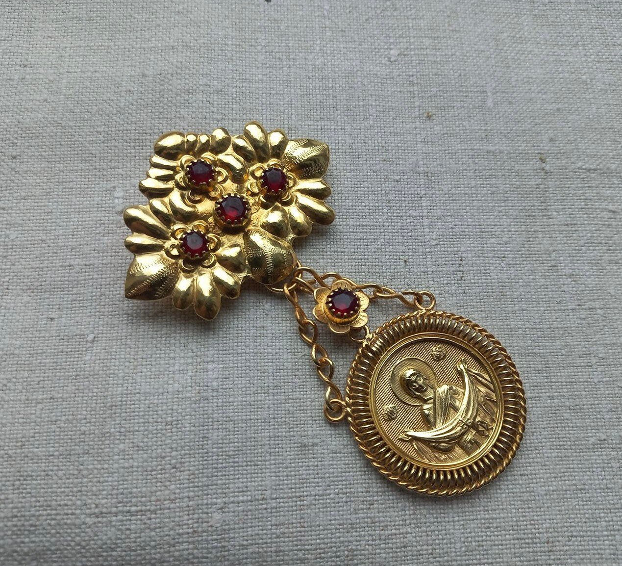 Ukrainian "Dukach" Pendant and Earrings Set, 925 Sterling Silver with Gilding