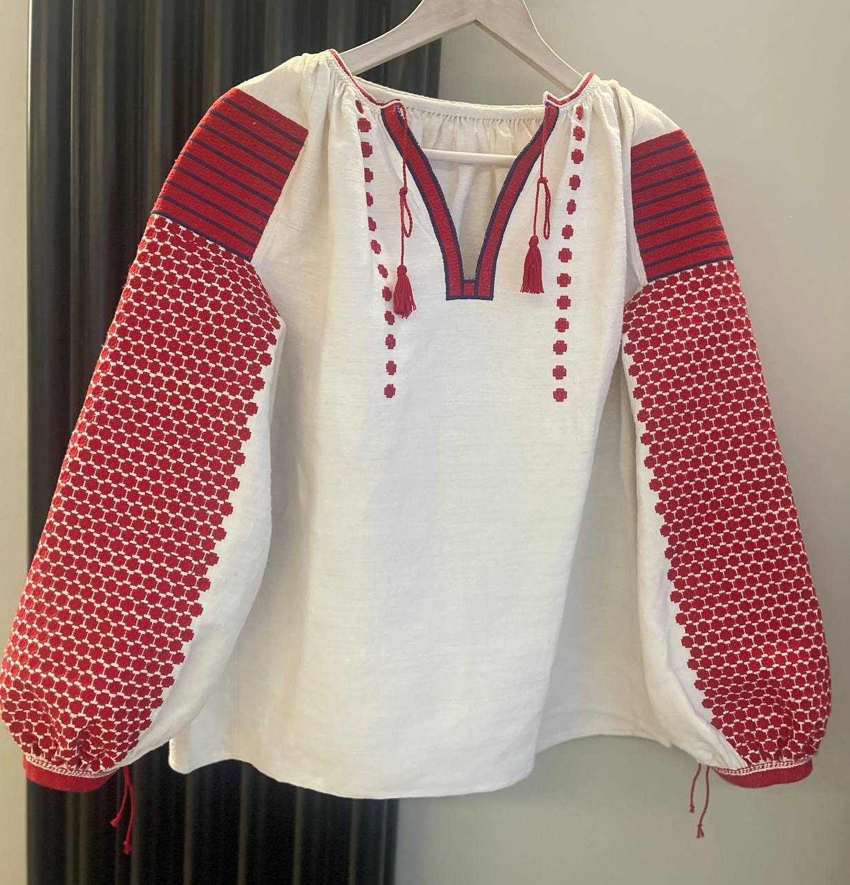 Handmade Ukrainian Vyshyvanka Blouse - Vintage Hemp Canvas Women's Top for Christmas & Easter