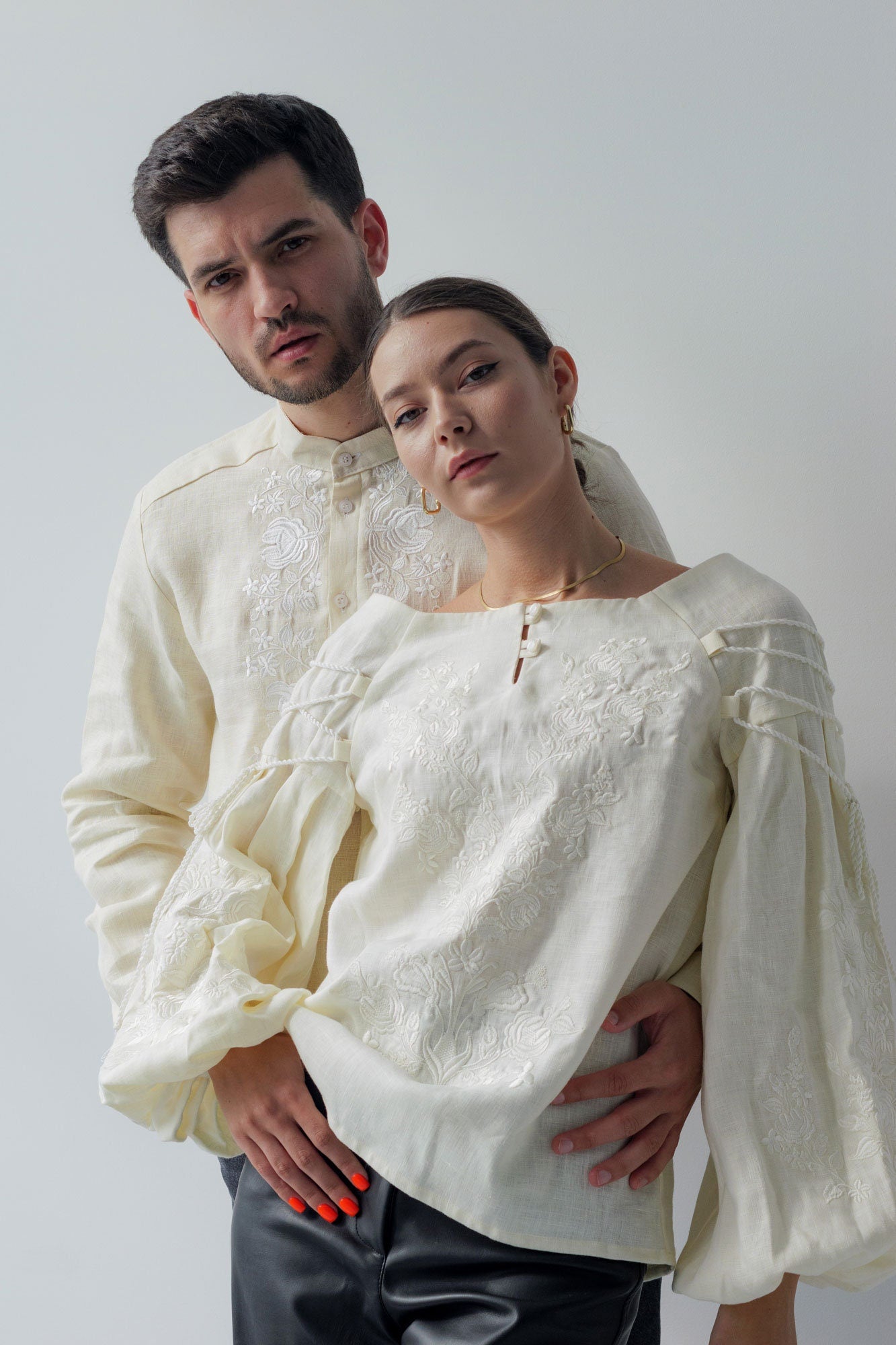 2025 New! Beige Ukrainian Vyshyvanka Blouse - Embroidered Bohemian Ethnic Shirt