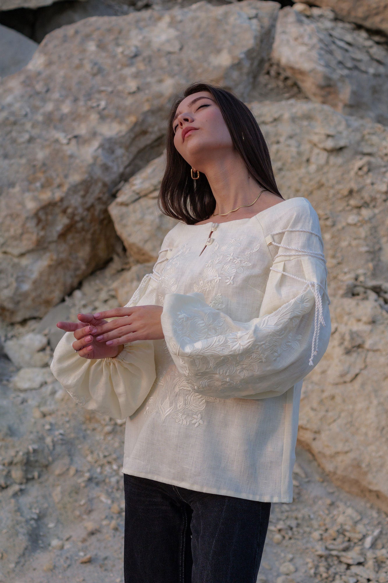 Ukrainian Vyshyvanka Blouse - Bohemian Ethnic Shirt