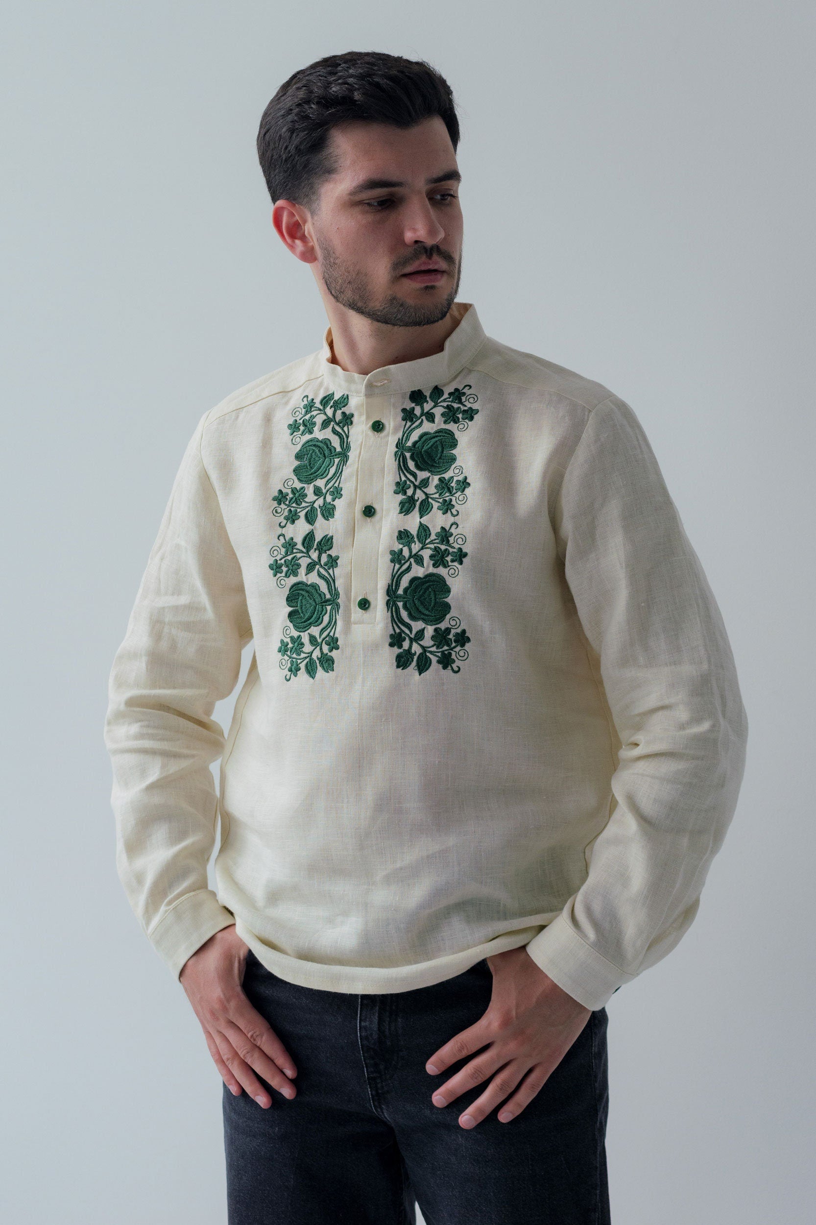 Linen Vyshyvanka Shirt for Men | Embroidered Ukrainian Traditional Shirt