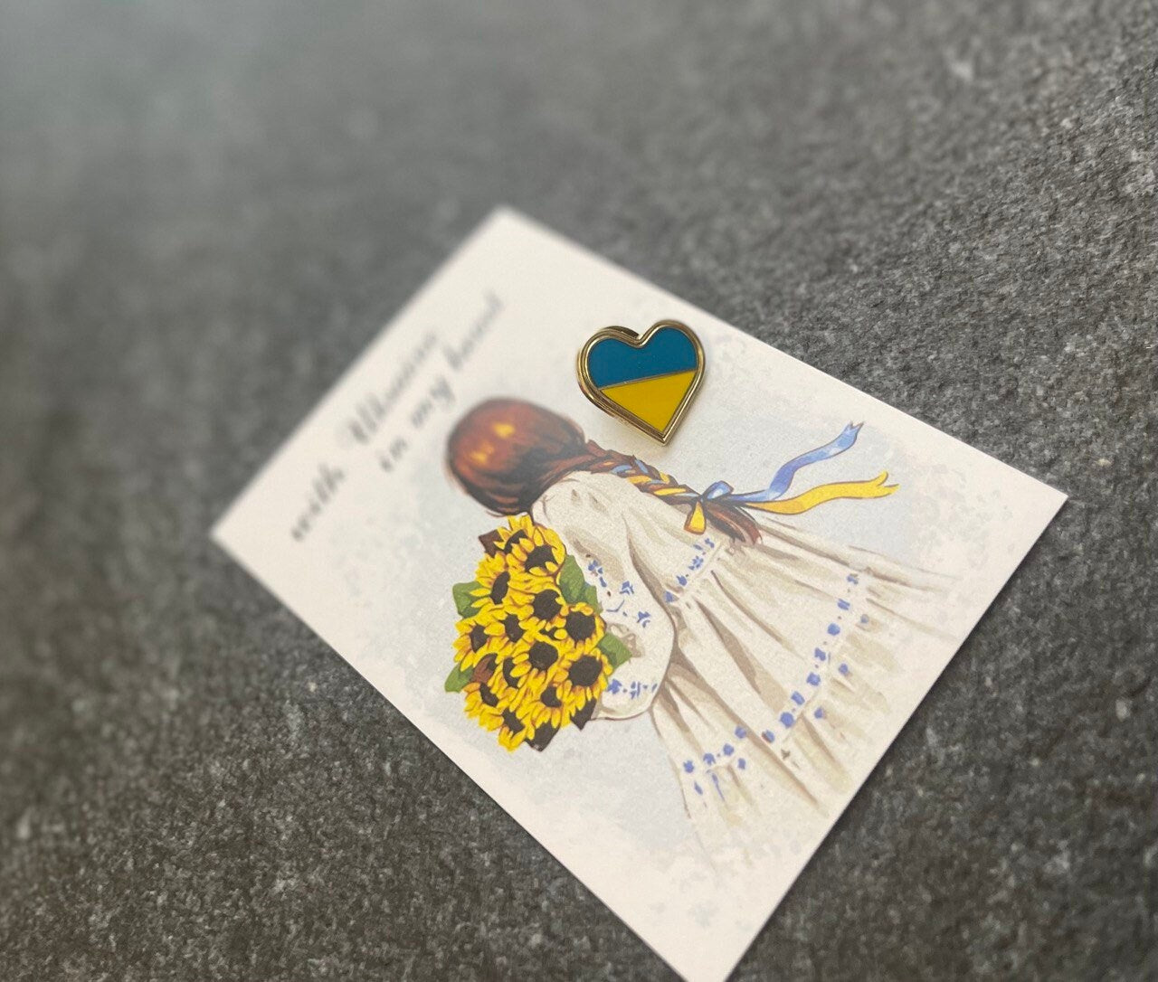 Ukrainian Heart Badge - Handmade in Ukrainian Flag Colors