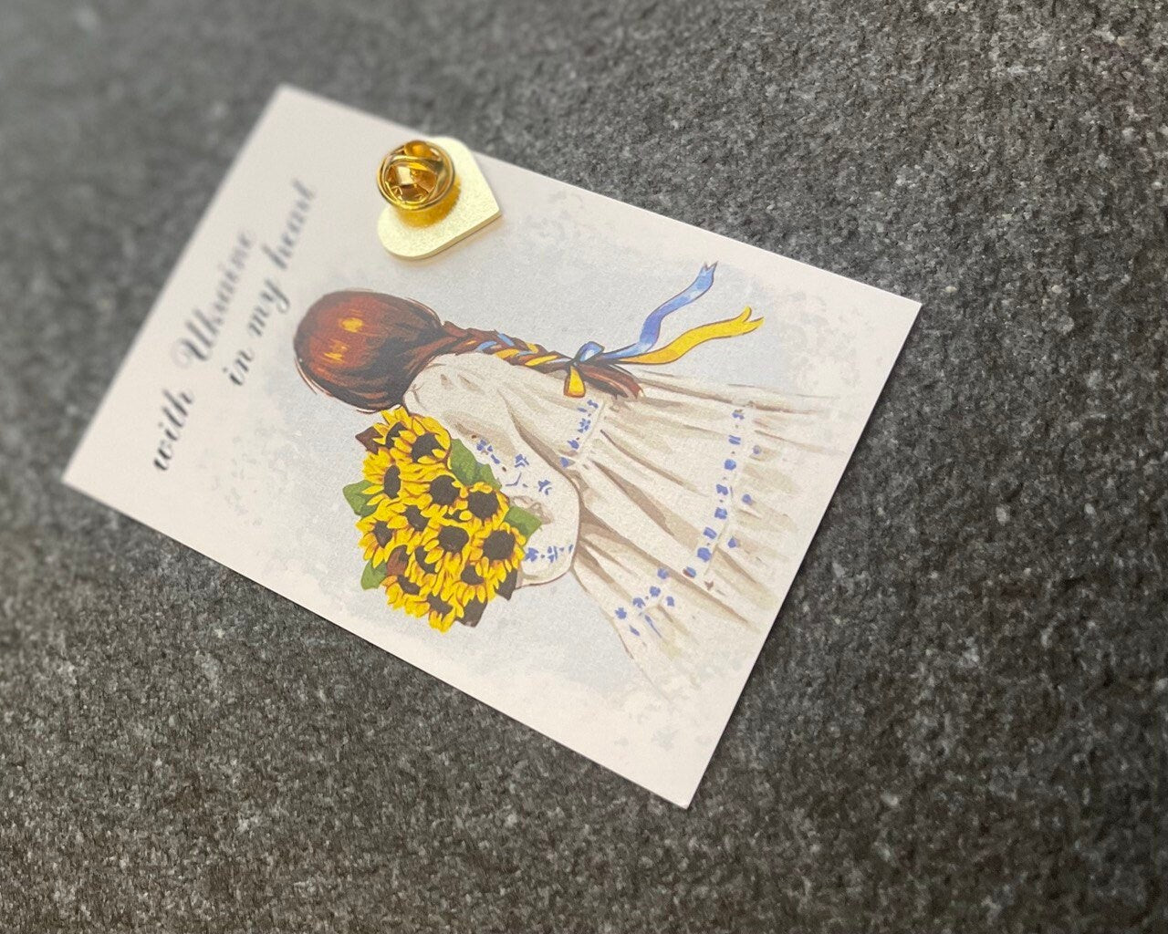 Ukrainian Heart Badge - Handmade in Ukrainian Flag Colors