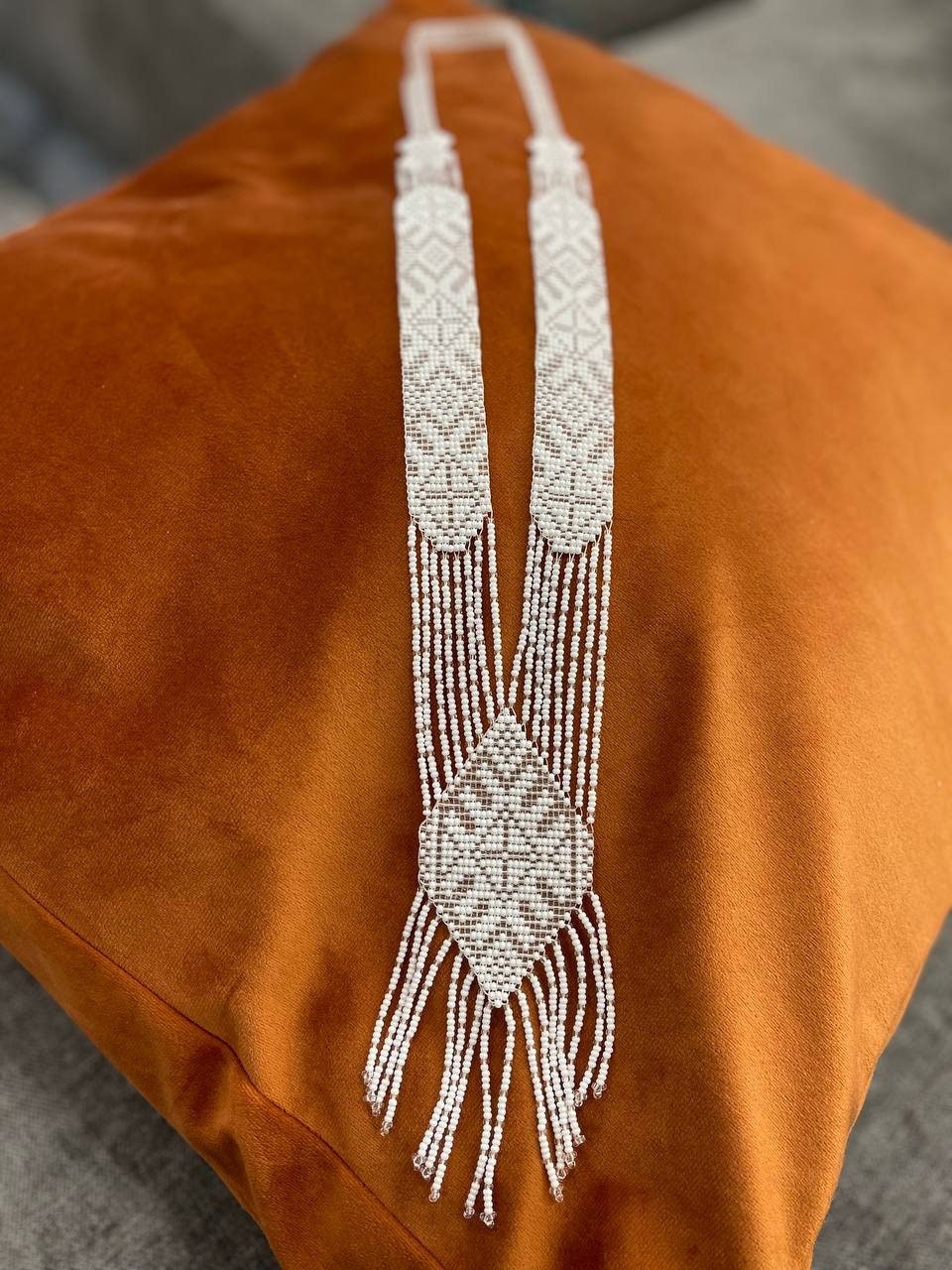 Ukrainian Motanka Gerdan Necklace | Handmade White Folk Jewelry