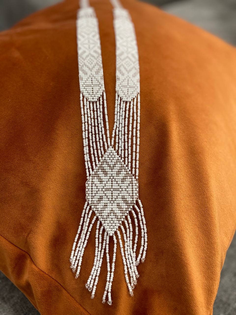 Ukrainian Motanka Gerdan Necklace | Handmade White Folk Jewelry